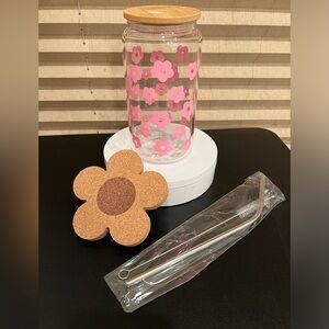 Personalized Daisy Iced Coffee Glass Tumbler 16oz
